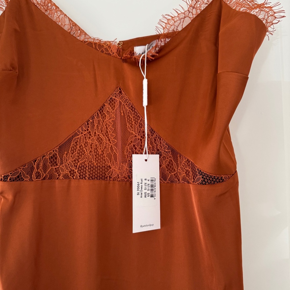 NEW WITH TAGS Petal & Pup Ariel Slip Dress - Rust Burnt Orange - Picture 5 of 7
